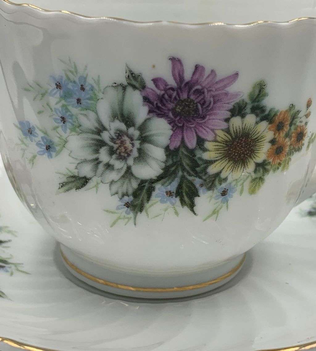 Rare Find Zhongguo Jie Pai Oriental Porcelain Tea Set - 24 Pieces, Oriental Blossoms Pattern