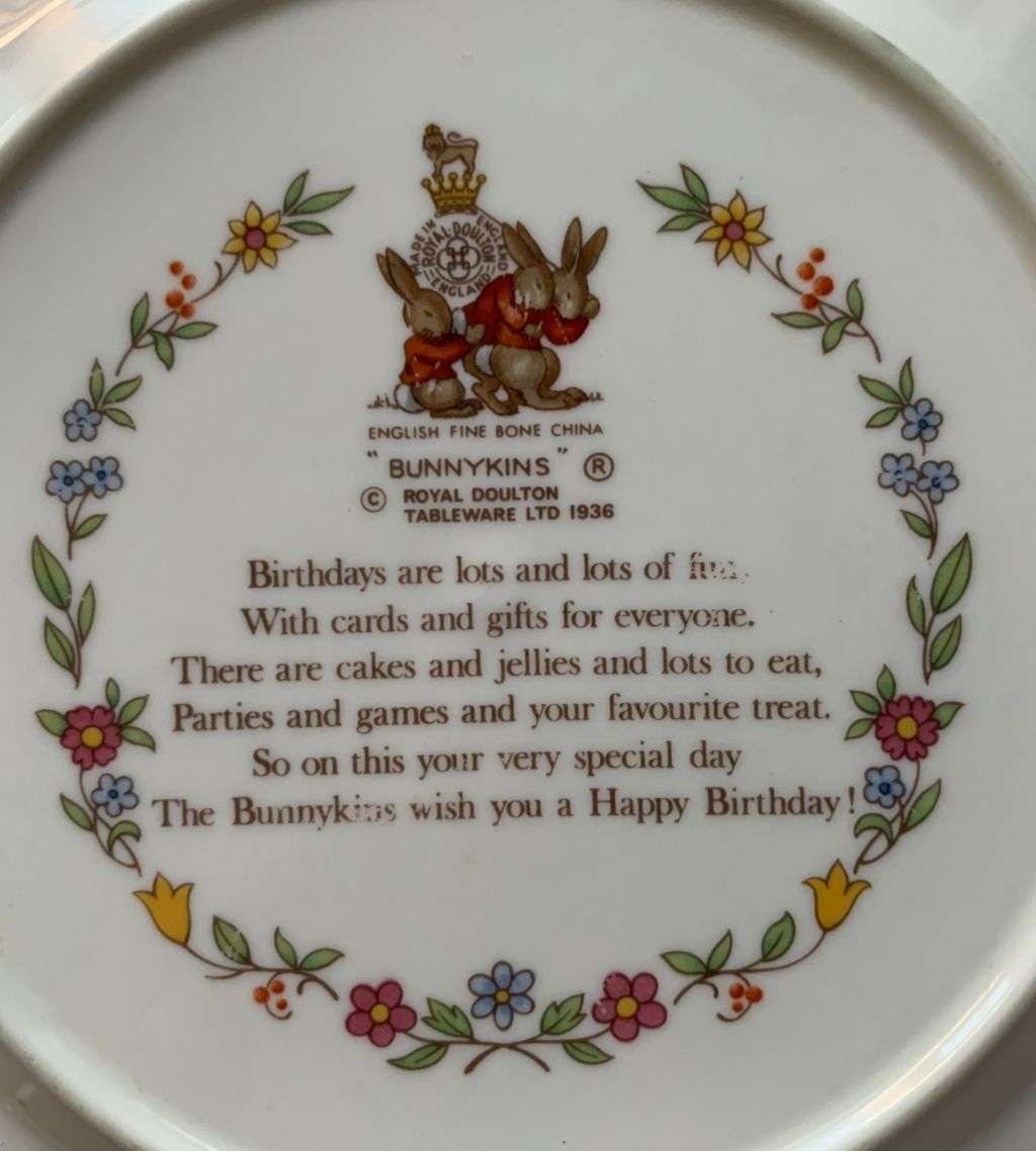 Royal Doulton Bunnykins Happy Birthday Fine Bone China Plate c.1936