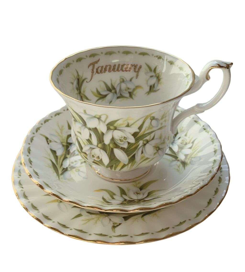 3 Piece Flower of the month series produced by Royal Albert, featuring The Flower of January