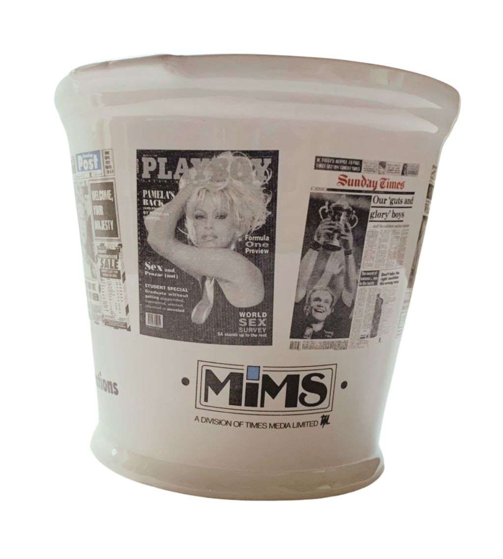 Vintage Decorative Ceramic Ice Bucket: Mims Advertising Collectible