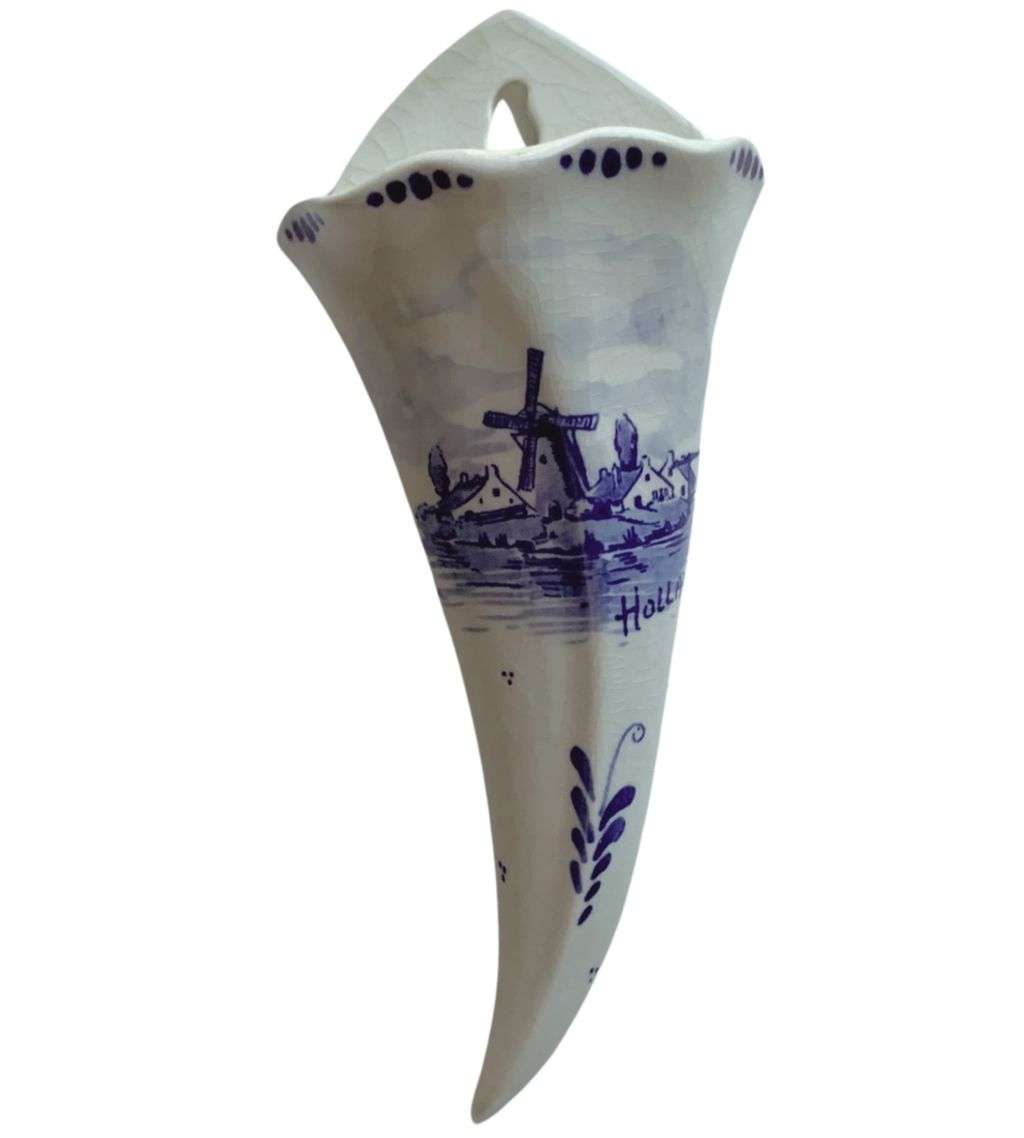 Vintage Hand-Painted Cobalt Blue Delfts-Style Wall Hanging  Windmill design