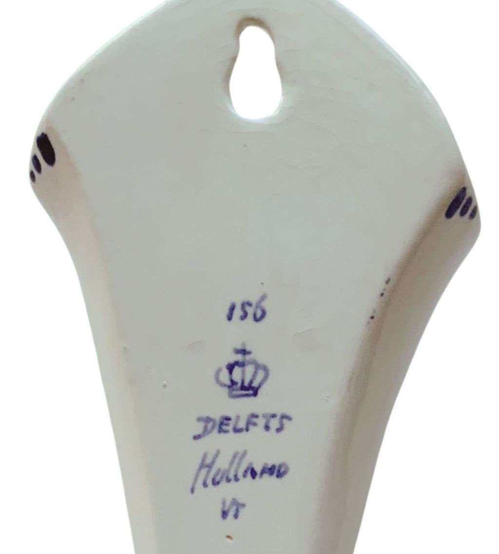 Vintage Hand-Painted Cobalt Blue Delfts-Style Wall Hanging  Windmill design