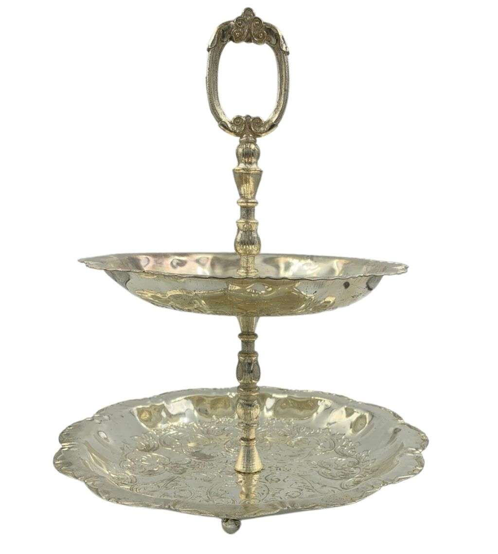 Vintage 2-Tier Patisserie Serving Tray - Elegant Silverplated Design from England