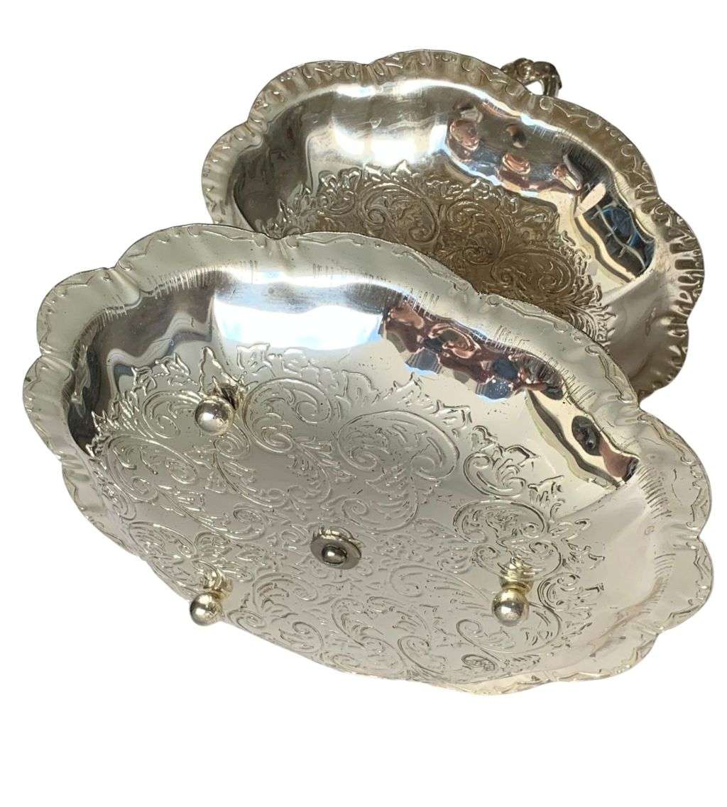 Vintage 2-Tier Patisserie Serving Tray - Elegant Silverplated Design from England