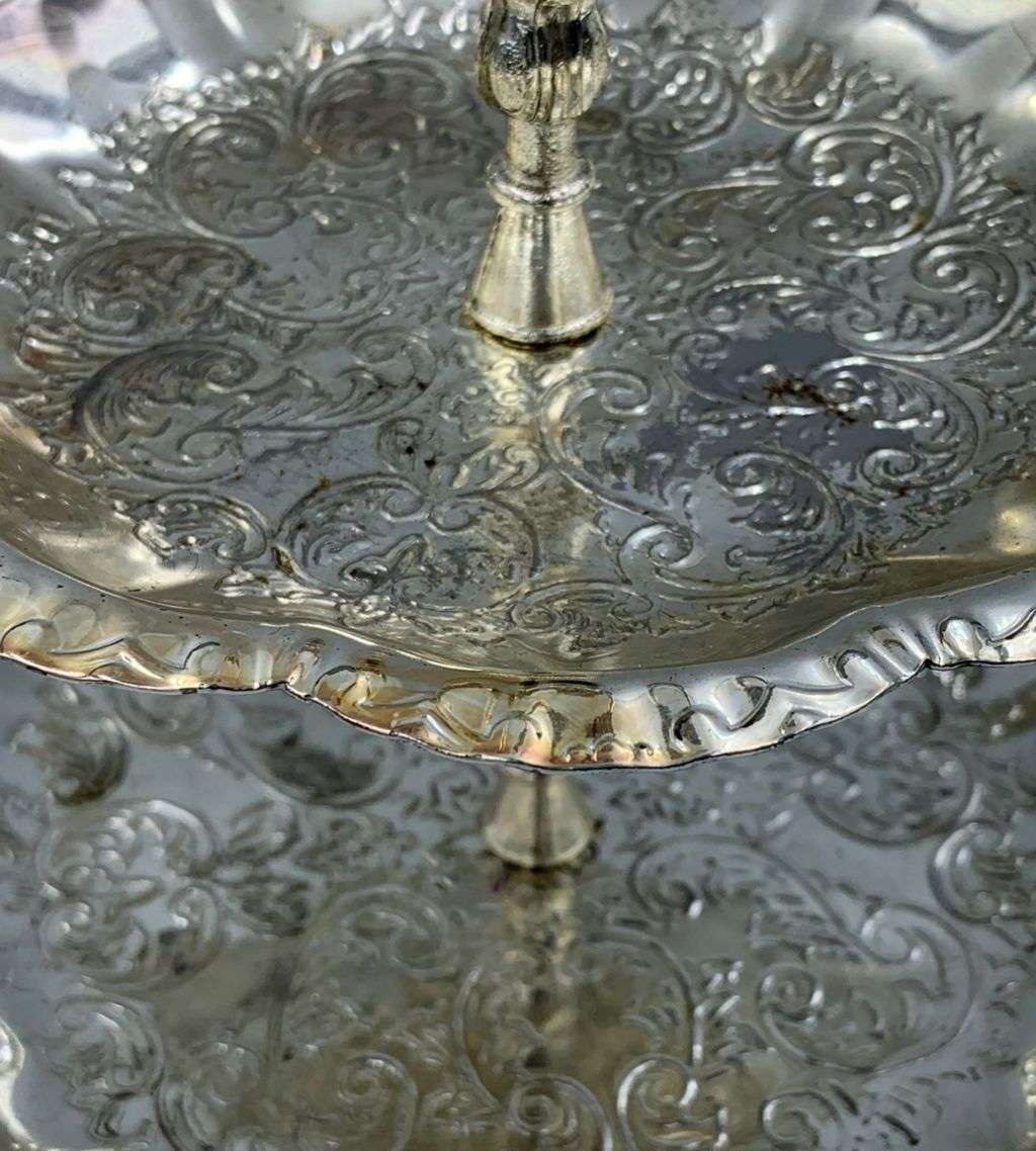 Vintage 2-Tier Patisserie Serving Tray - Elegant Silverplated Design from England