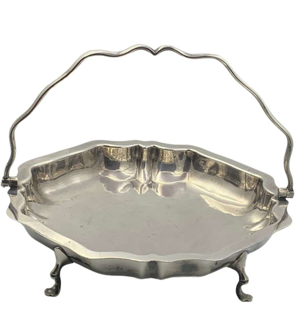 Antique Basket Tray with Handle - JC & Co Ltd EPNS Made in England c.1914