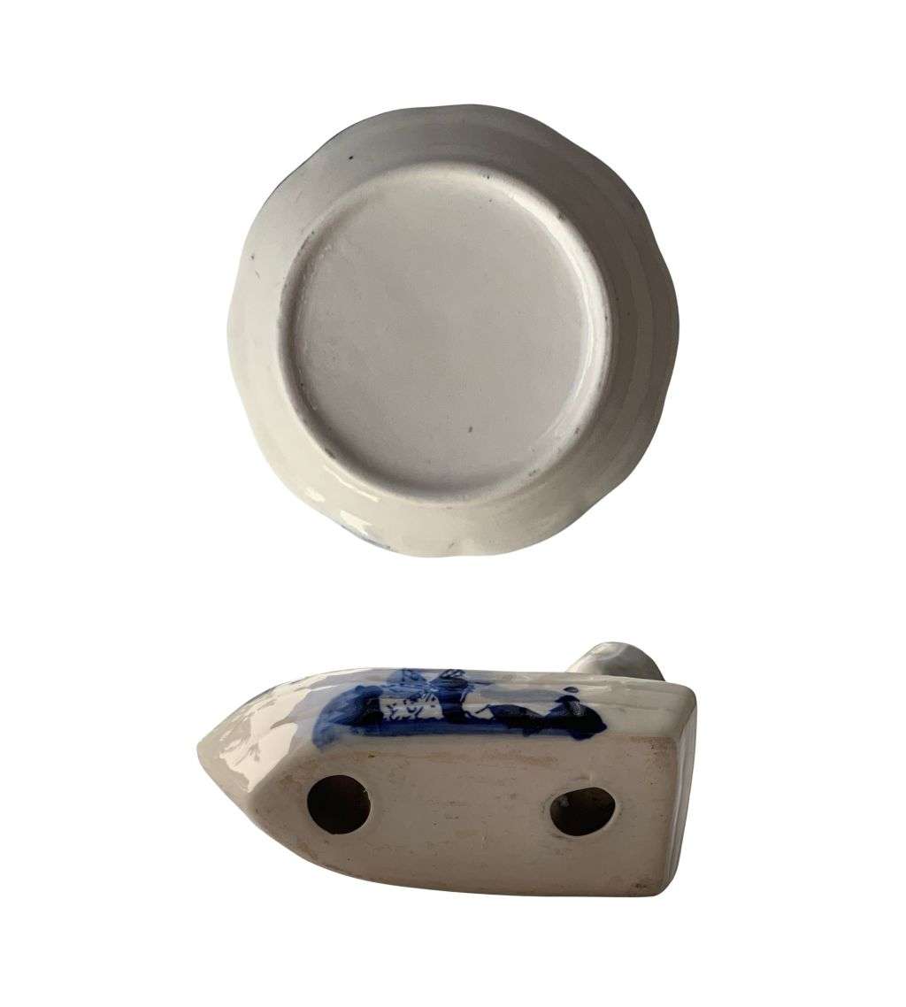 Delft Holland Style Ceramic Blue & White Windmill Decorated 2-Piece Set