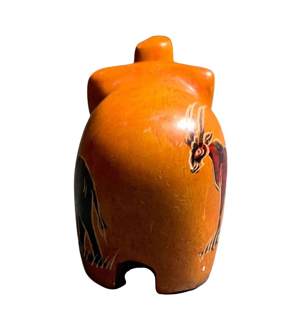 South African Handcrafted Soapstone Elephant - Orange with Hand-Painted Artwork