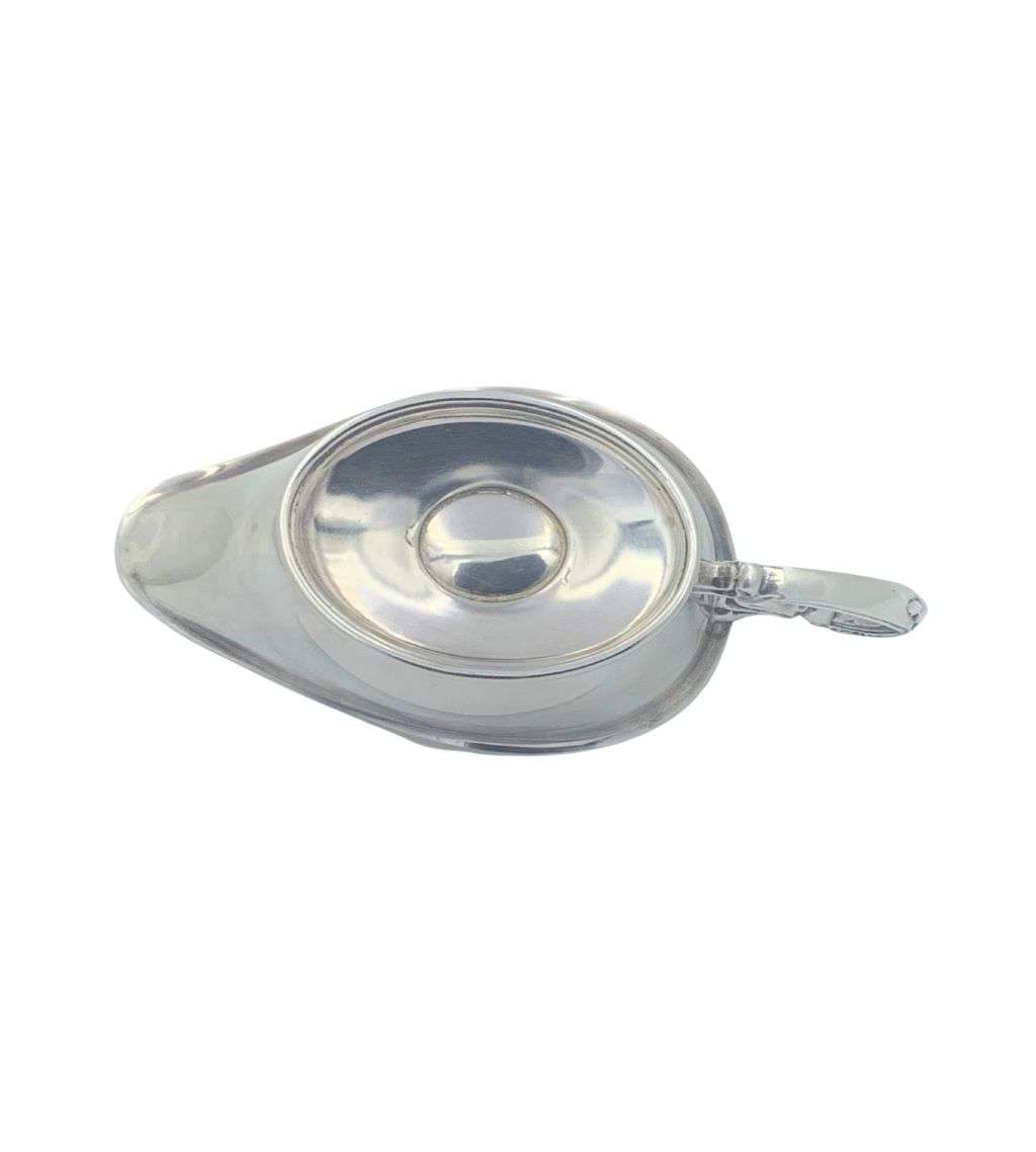 Vintage Silver Plate Gravy Boat with Oval Footed Base