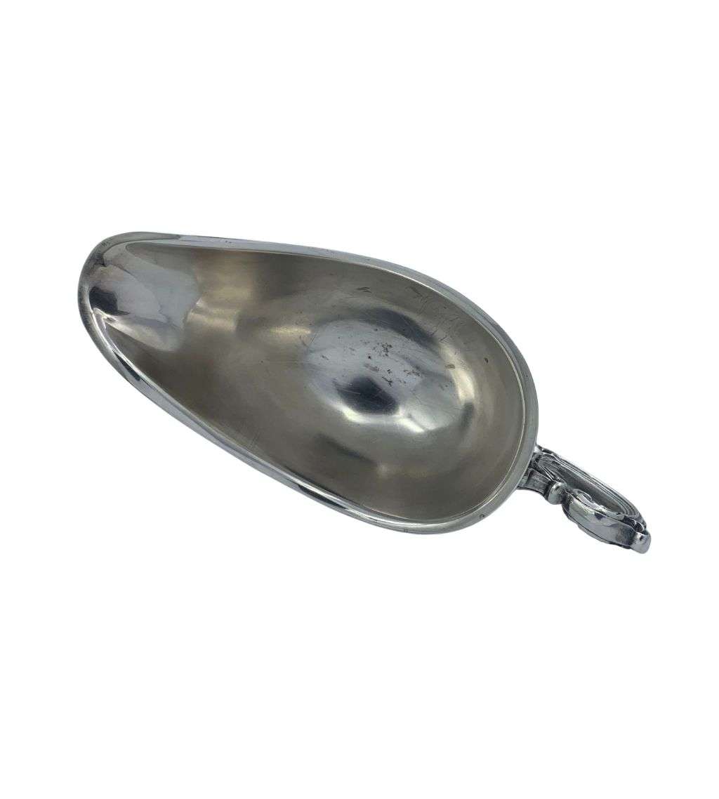 Vintage Silver Plate Gravy Boat with Oval Footed Base