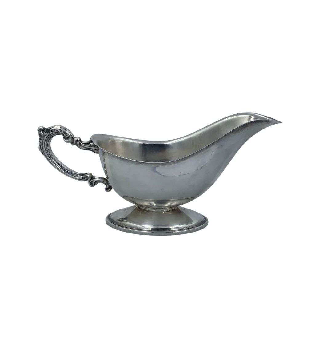 Vintage Silver Plate Gravy Boat with Oval Footed Base