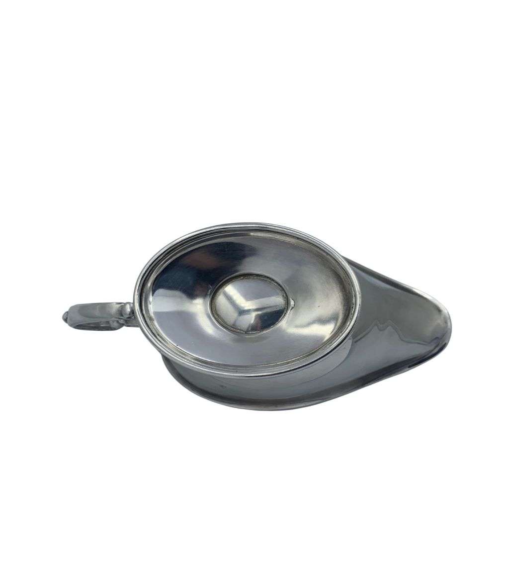 Vintage Silver Plate Gravy Boat with Oval Footed Base