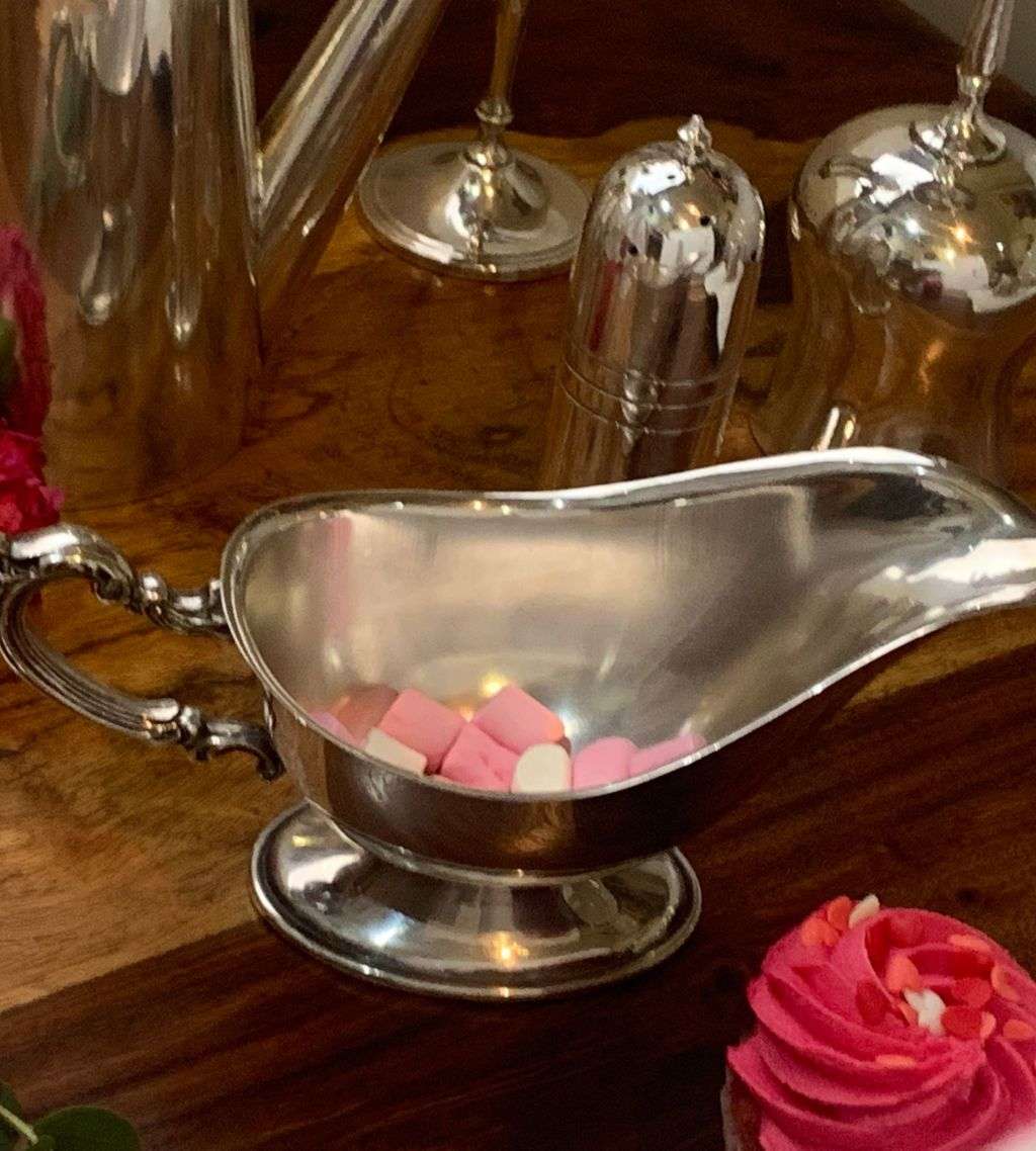 Vintage Silver Plate Gravy Boat with Oval Footed Base