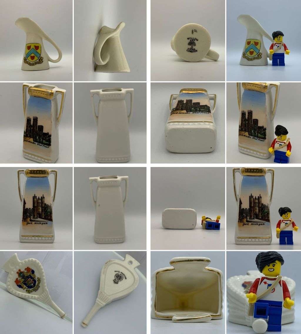 Lot of 8 Miniature Souvenir Collectables - York, Stoke on Trent, Delft, Floral China