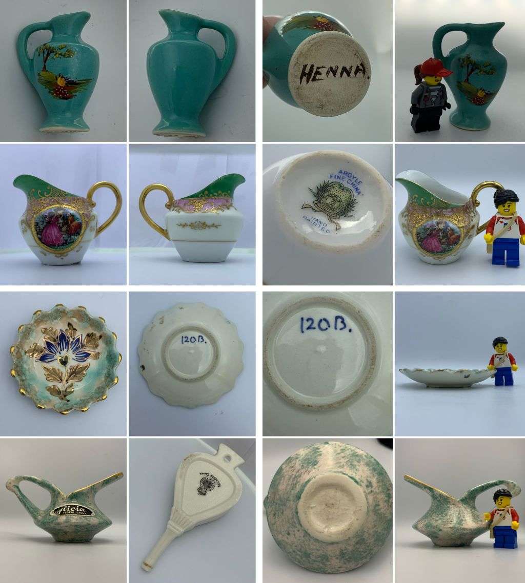 Lot of 8 Miniature Souvenir Collectables - York, Stoke on Trent, Delft, Floral China
