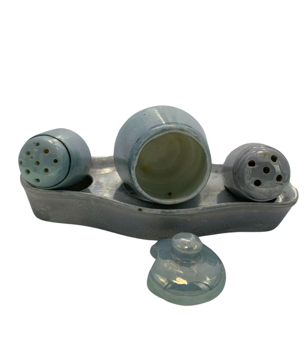 Reduced ! Antique Japanese Lusterware Condiment Set, Foreign Made in Japan