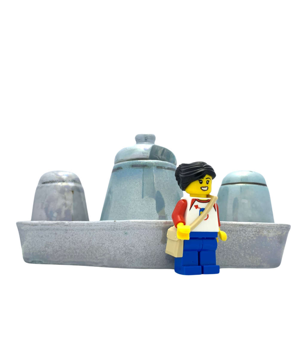 Reduced ! Antique Japanese Lusterware Condiment Set, Foreign Made in Japan