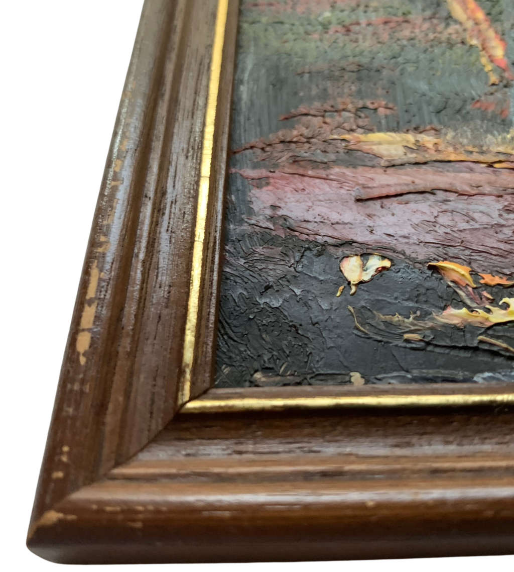 2 Piece Small Oil Paintings - Vintage Nautical and Autumn Landscapes Duo