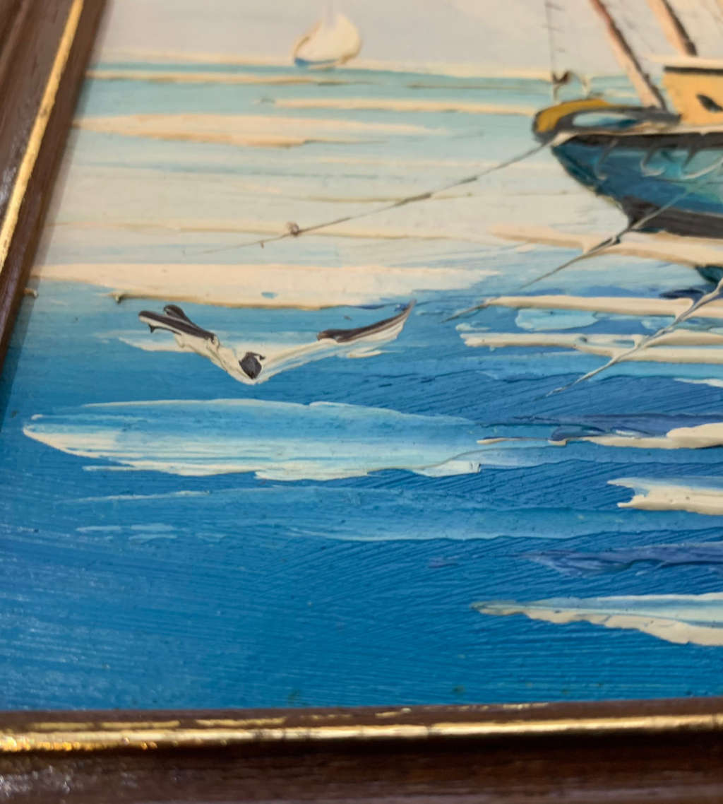 2 Piece Small Oil Paintings - Vintage Nautical and Autumn Landscapes Duo