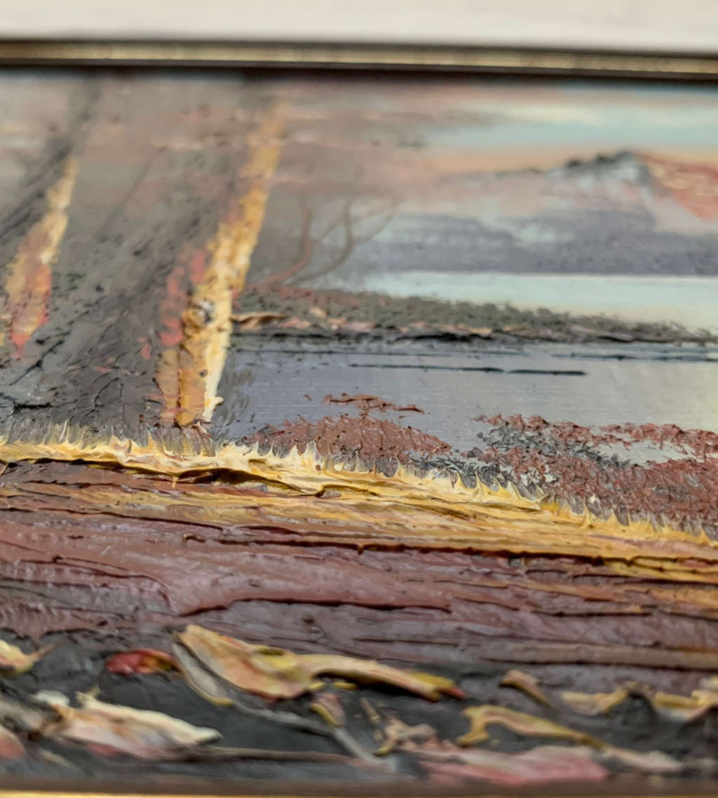 2 Piece Small Oil Paintings - Vintage Nautical and Autumn Landscapes Duo