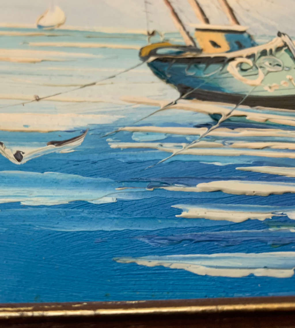 2 Piece Small Oil Paintings - Vintage Nautical and Autumn Landscapes Duo