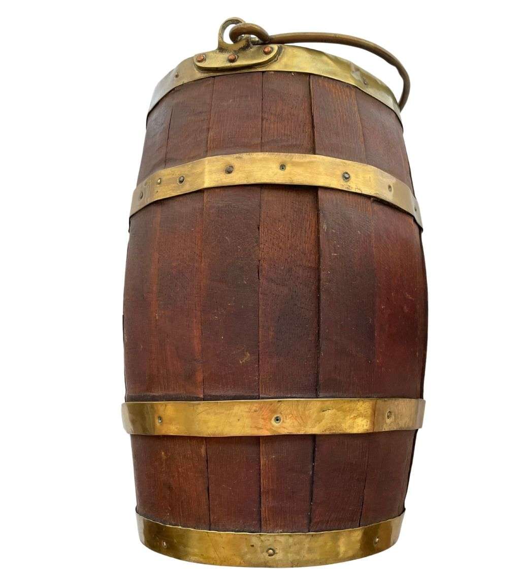 Reduced ! English Oak Barrel Bucket: An Antique Vessel