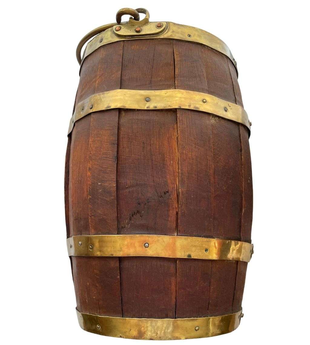 Reduced ! English Oak Barrel Bucket: An Antique Vessel