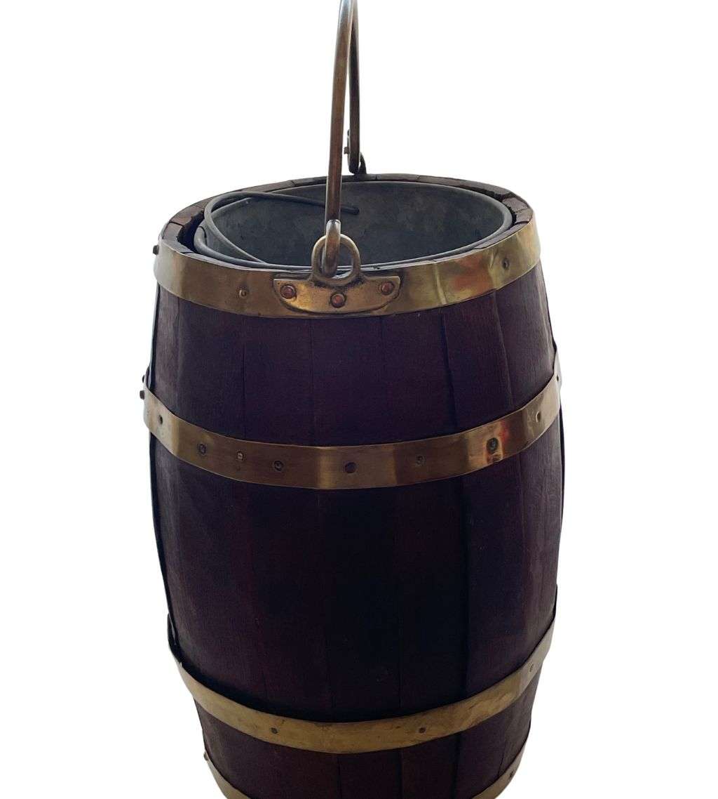 Reduced ! English Oak Barrel Bucket: An Antique Vessel