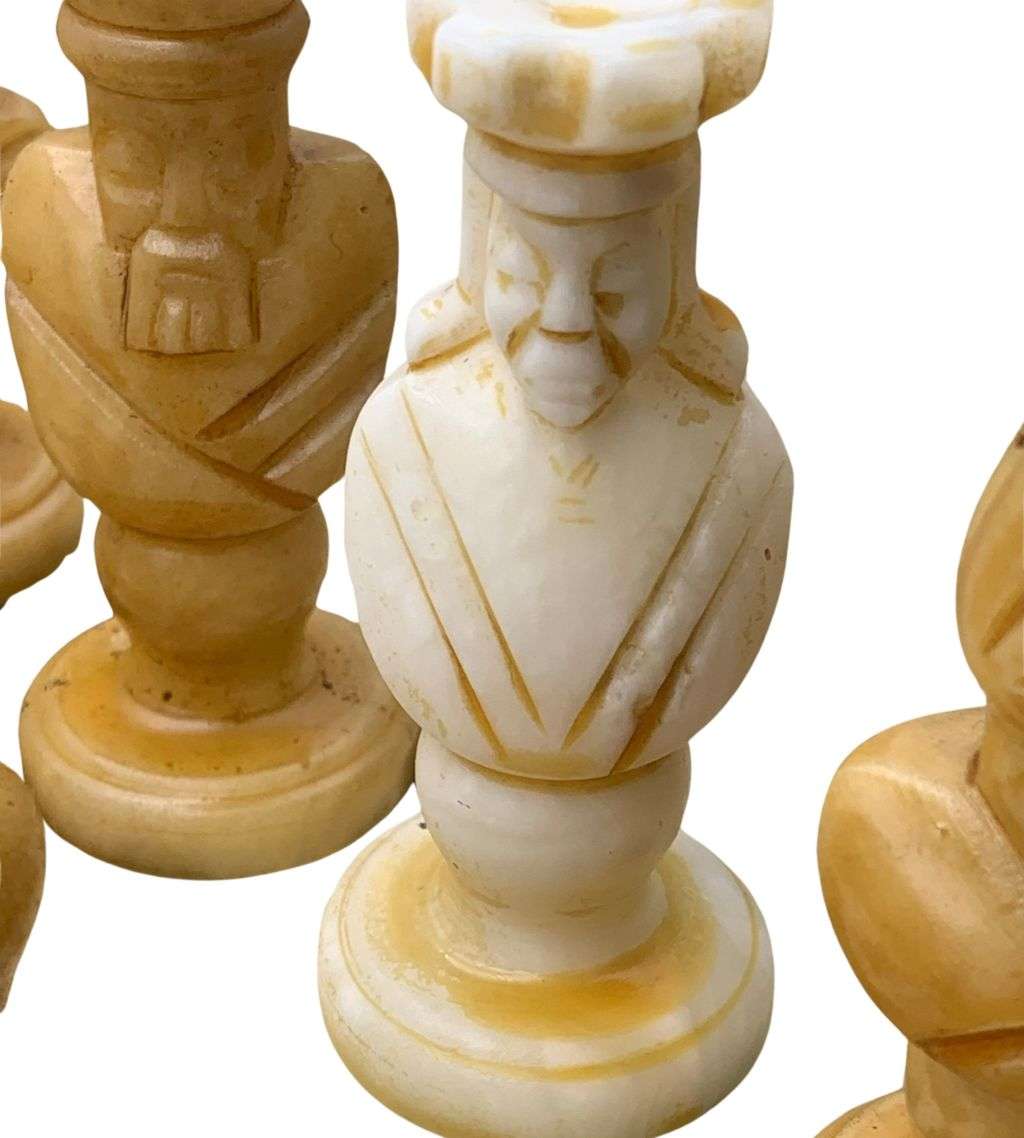 Rare Vintage Alabaster Chessboard Set - Handcrafted in Italy, 1960s-70s