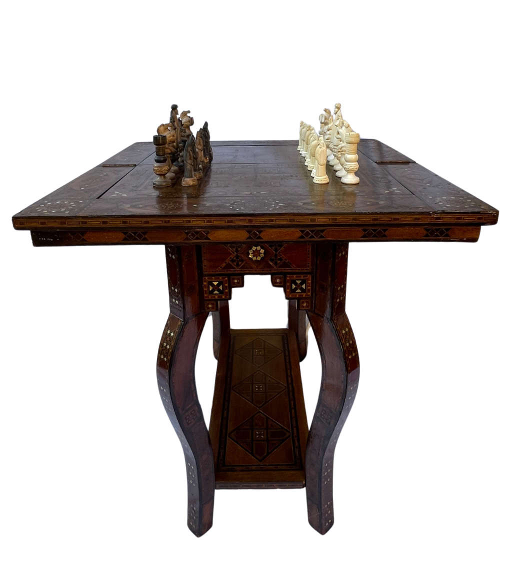 Reduced! Moorish Middle Eastern Arabesque Mosaic Games Table - Intricate Mother of Pearl Inlay