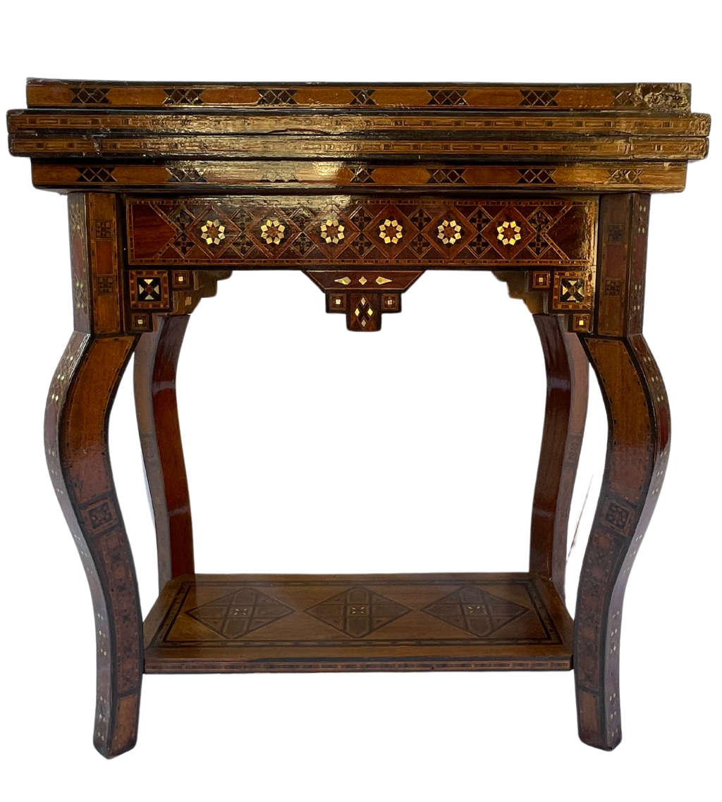 Reduced! Moorish Middle Eastern Arabesque Mosaic Games Table - Intricate Mother of Pearl Inlay