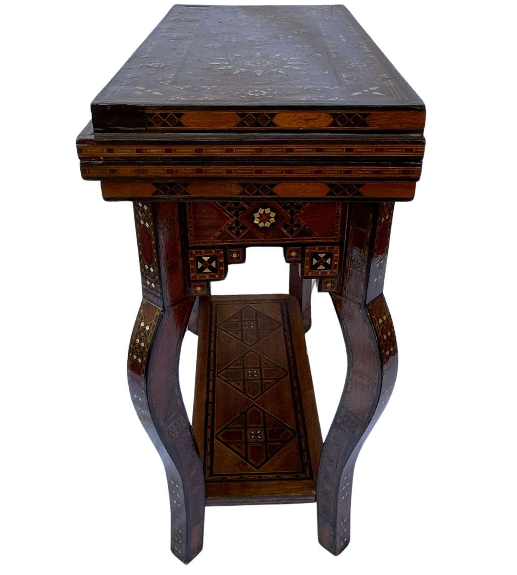 Reduced! Moorish Middle Eastern Arabesque Mosaic Games Table - Intricate Mother of Pearl Inlay