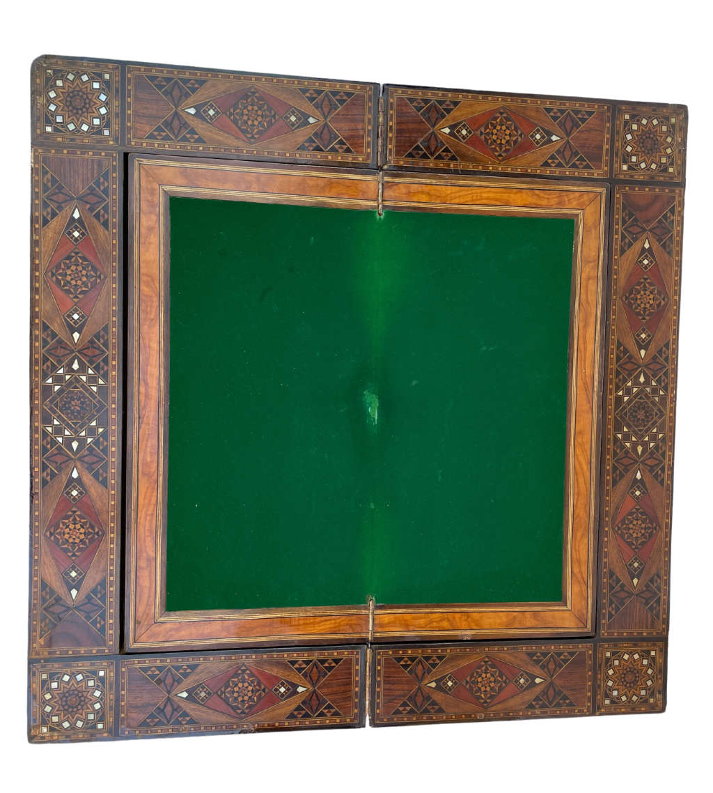 Reduced! Moorish Middle Eastern Arabesque Mosaic Games Table - Intricate Mother of Pearl Inlay