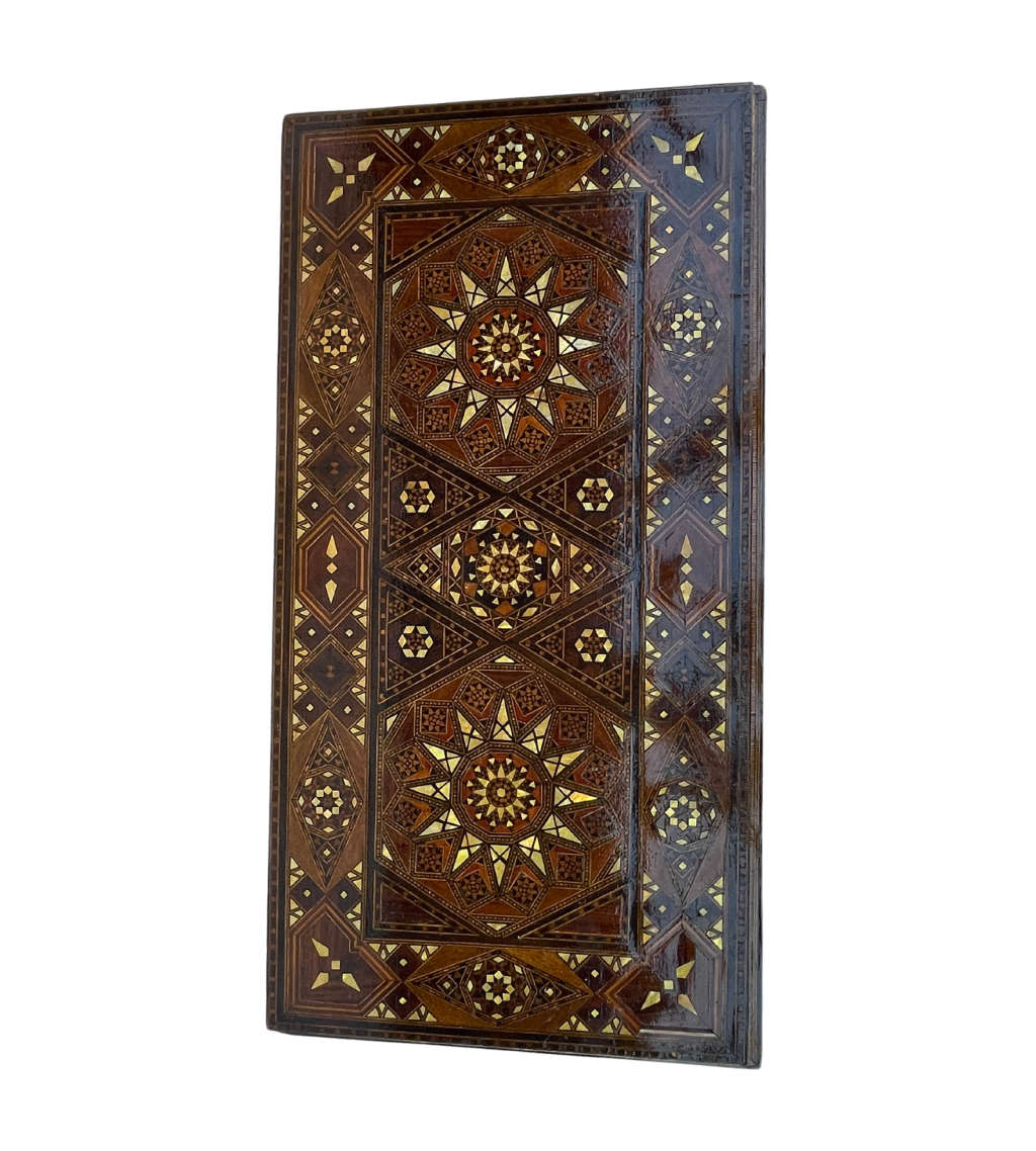 Reduced! Moorish Middle Eastern Arabesque Mosaic Games Table - Intricate Mother of Pearl Inlay