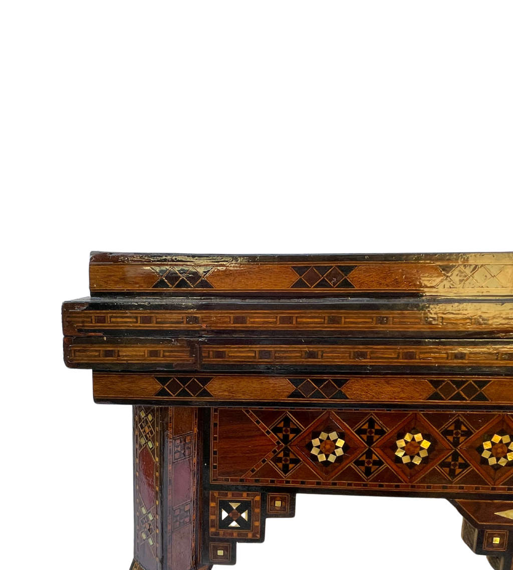 Reduced! Moorish Middle Eastern Arabesque Mosaic Games Table - Intricate Mother of Pearl Inlay