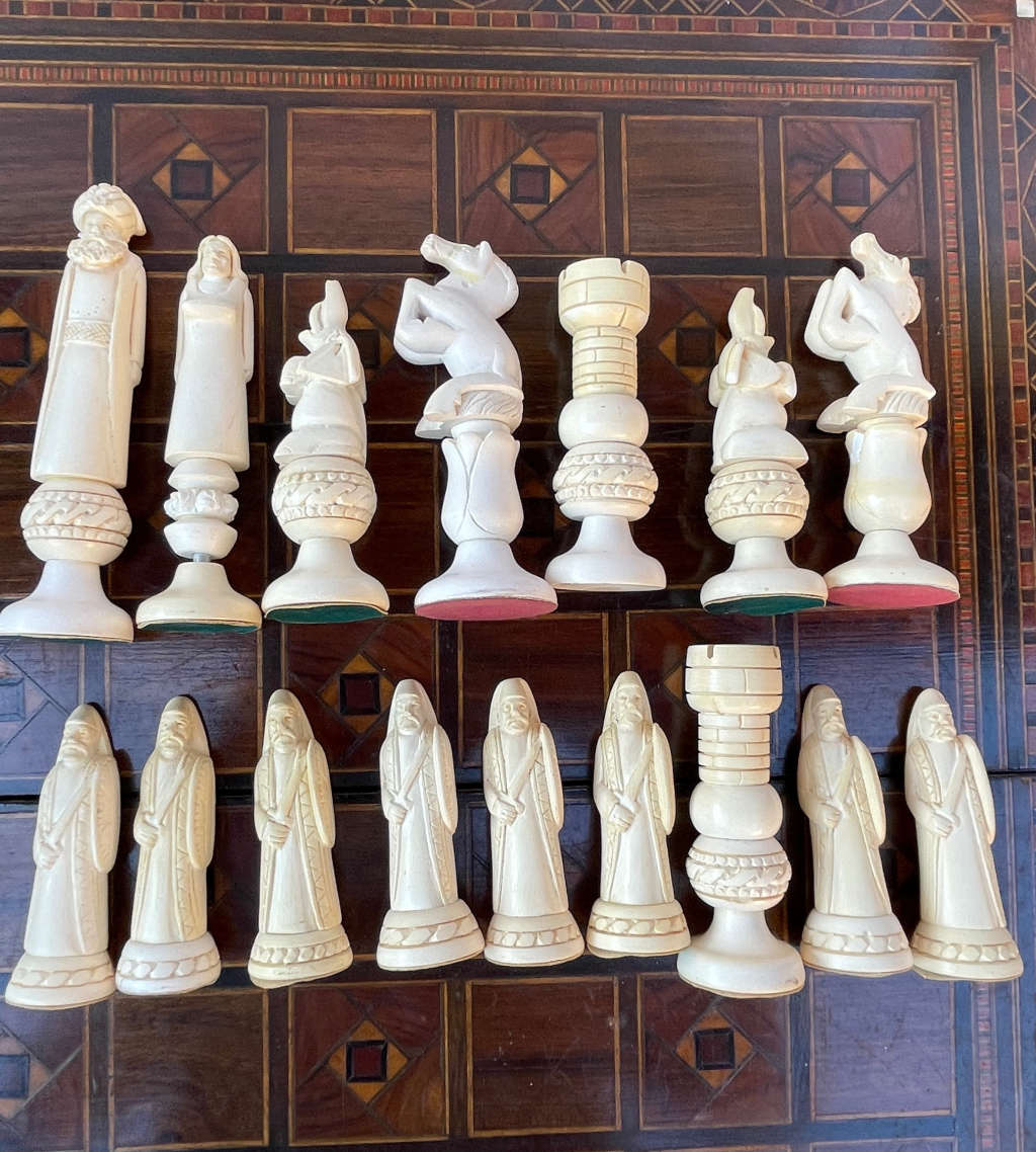 Reduced! Moorish Middle Eastern Arabesque Mosaic Games Table - Intricate Mother of Pearl Inlay