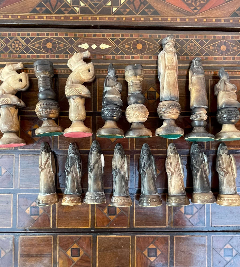 Reduced! Moorish Middle Eastern Arabesque Mosaic Games Table - Intricate Mother of Pearl Inlay