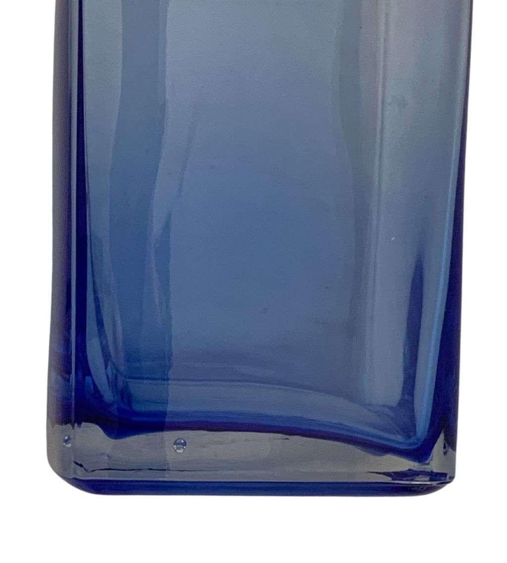 Vintage 23cm Cobalt Blue and Bottle Green Glass Decanters with Handles - Set of 2