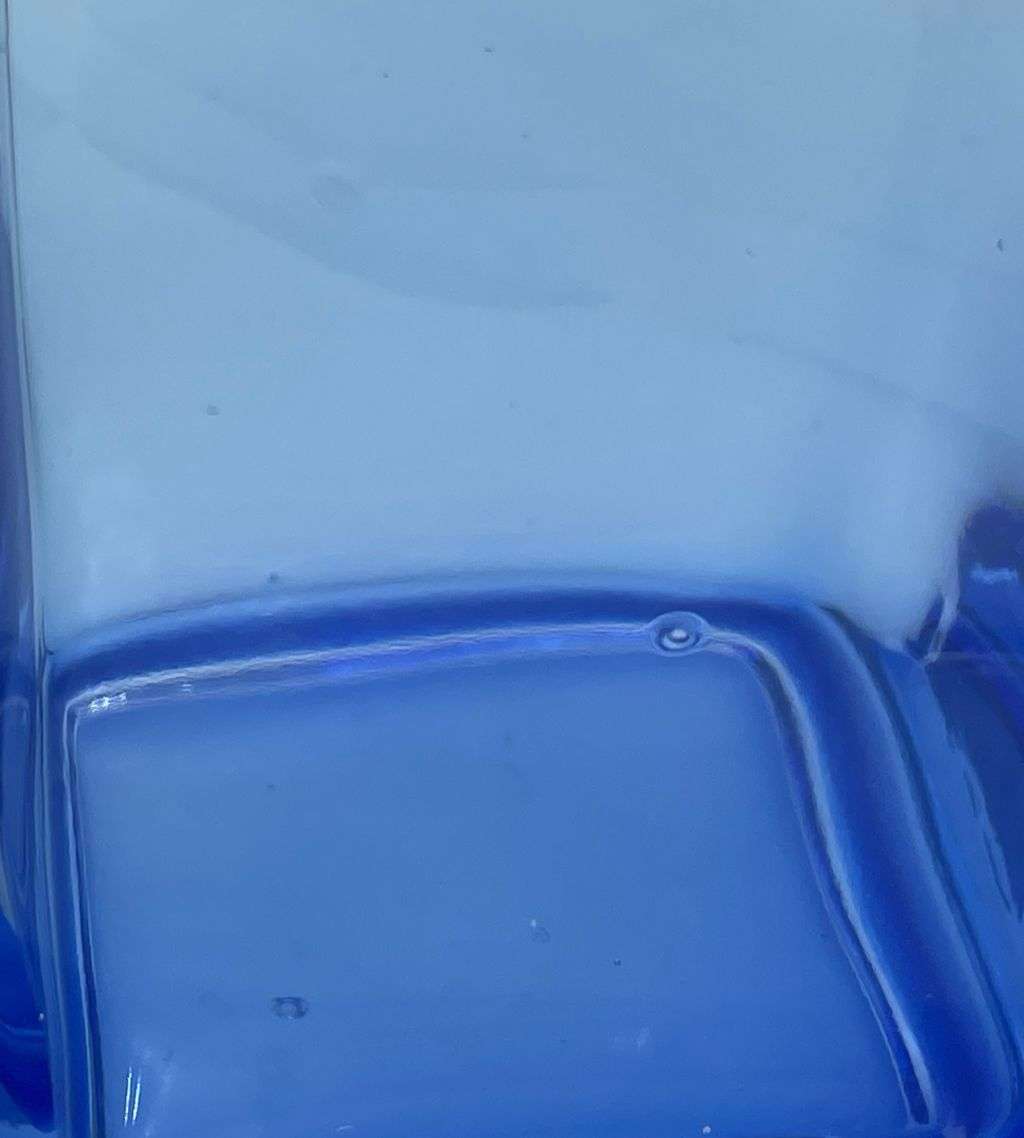 Vintage 23cm Cobalt Blue and Bottle Green Glass Decanters with Handles - Set of 2