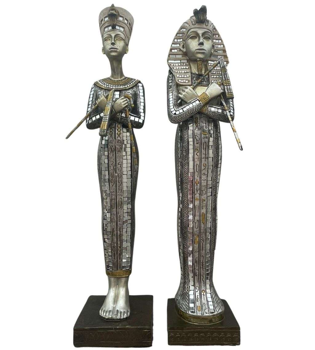 Pair of Large 51cm Tutankhamun Figurines - The Leonardo Collection - Vintage Resin - Discounted