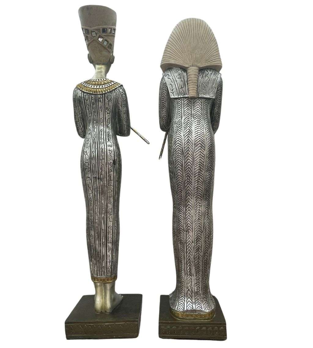 Pair of Large 51cm Tutankhamun Figurines - The Leonardo Collection - Vintage Resin - Discounted