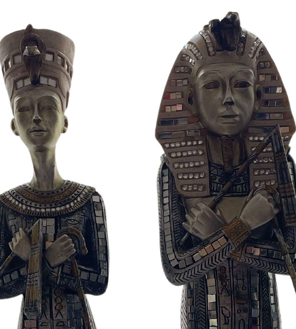 Pair of Large 51cm Tutankhamun Figurines - The Leonardo Collection - Vintage Resin - Discounted