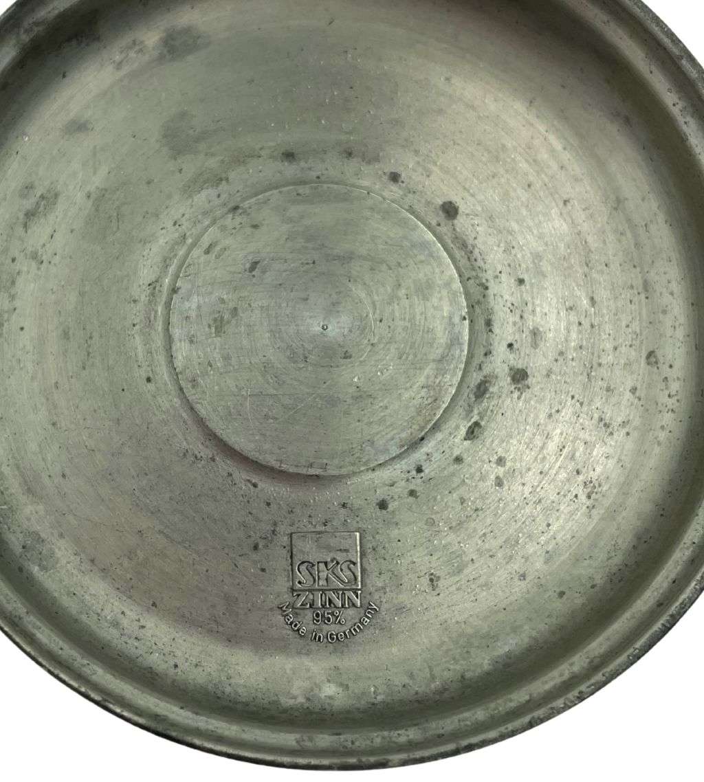 Vintage German SKS Zinn Pewter Mug - Hunting Scene Relief - 380ml Capacity
