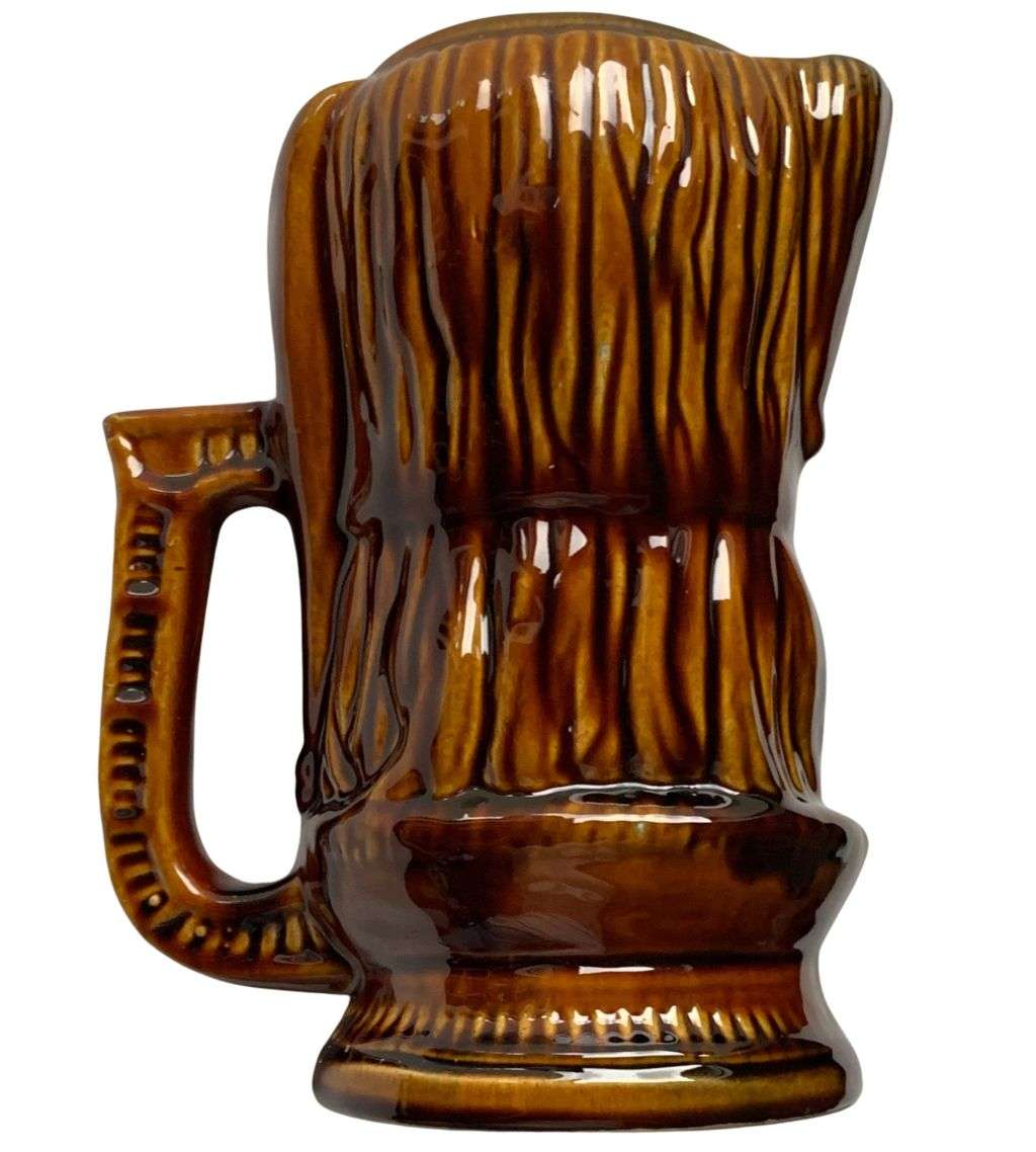 Rare 19th Century Unmarked Tall Toby Jug with Old Mans Face  27cm Brown Glazed Soft Paste Ceramic