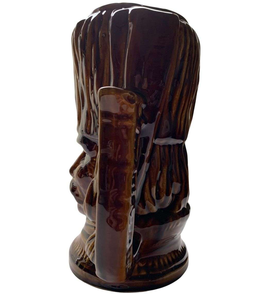 Rare 19th Century Unmarked Tall Toby Jug with Old Mans Face  27cm Brown Glazed Soft Paste Ceramic