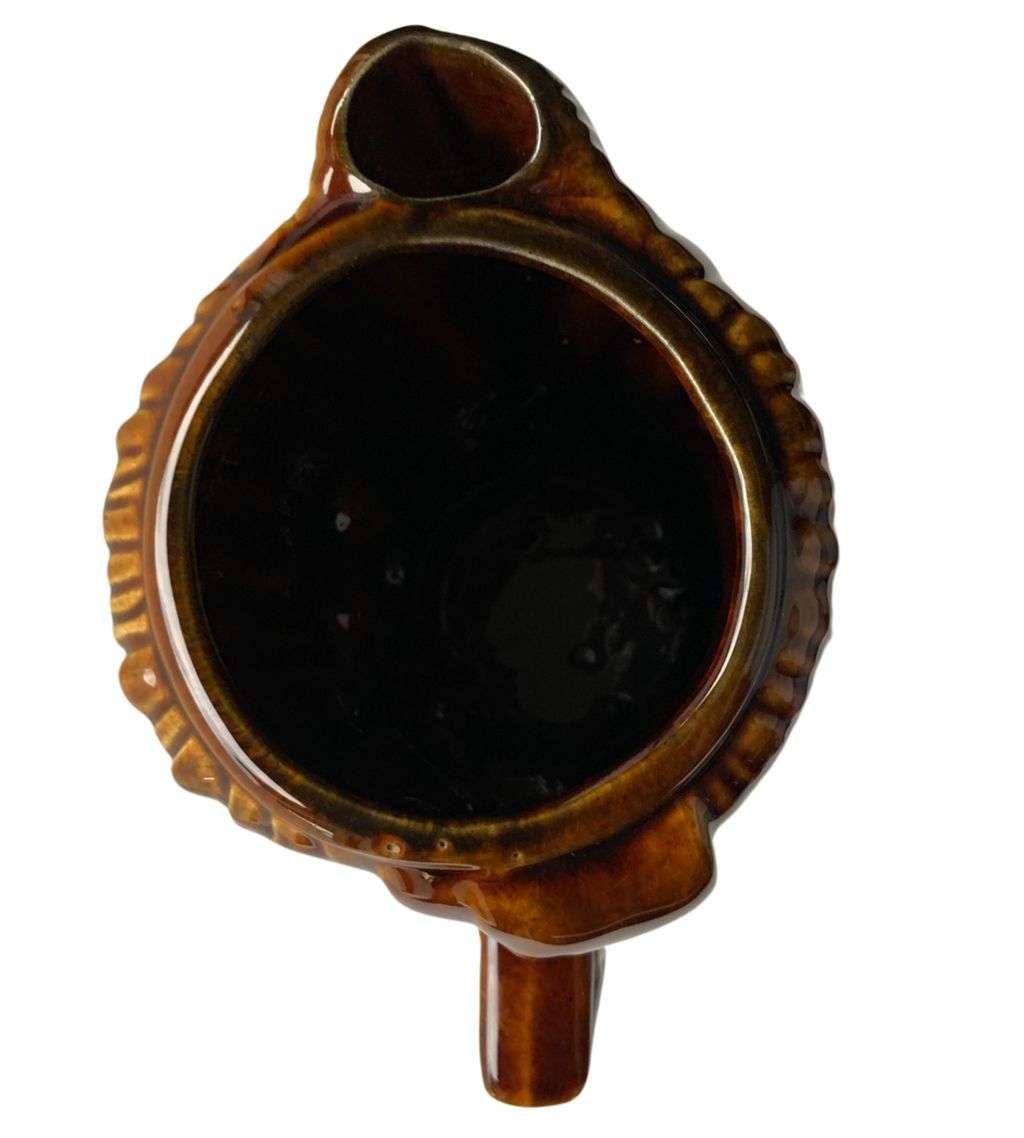 Rare 19th Century Unmarked Tall Toby Jug with Old Mans Face  27cm Brown Glazed Soft Paste Ceramic