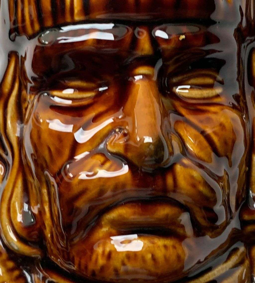 Rare 19th Century Unmarked Tall Toby Jug with Old Mans Face  27cm Brown Glazed Soft Paste Ceramic
