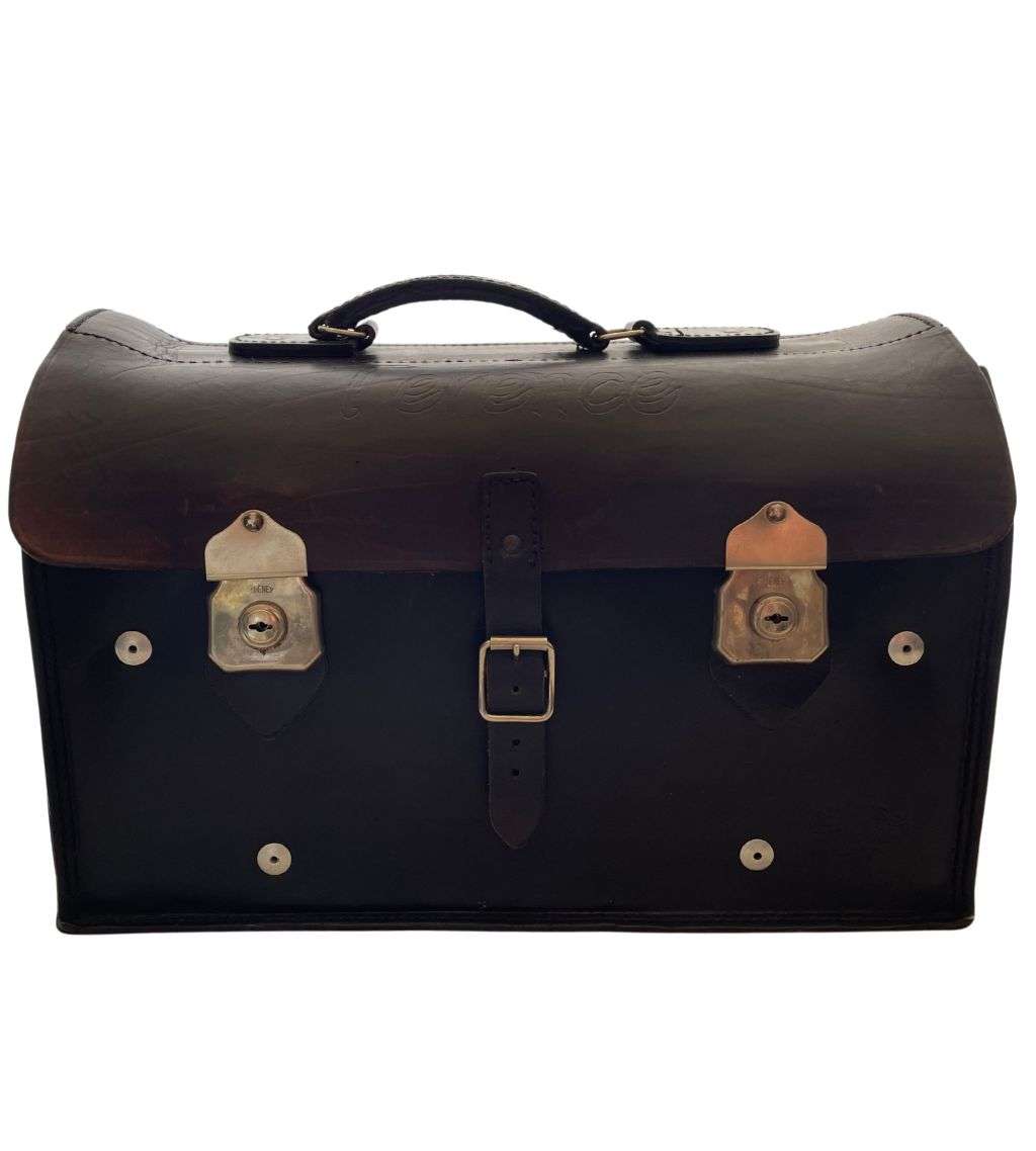 Reduced ! Vintage Genuine leather SA Rugby Bag with Terence Name, Springbok, and Protea Marks