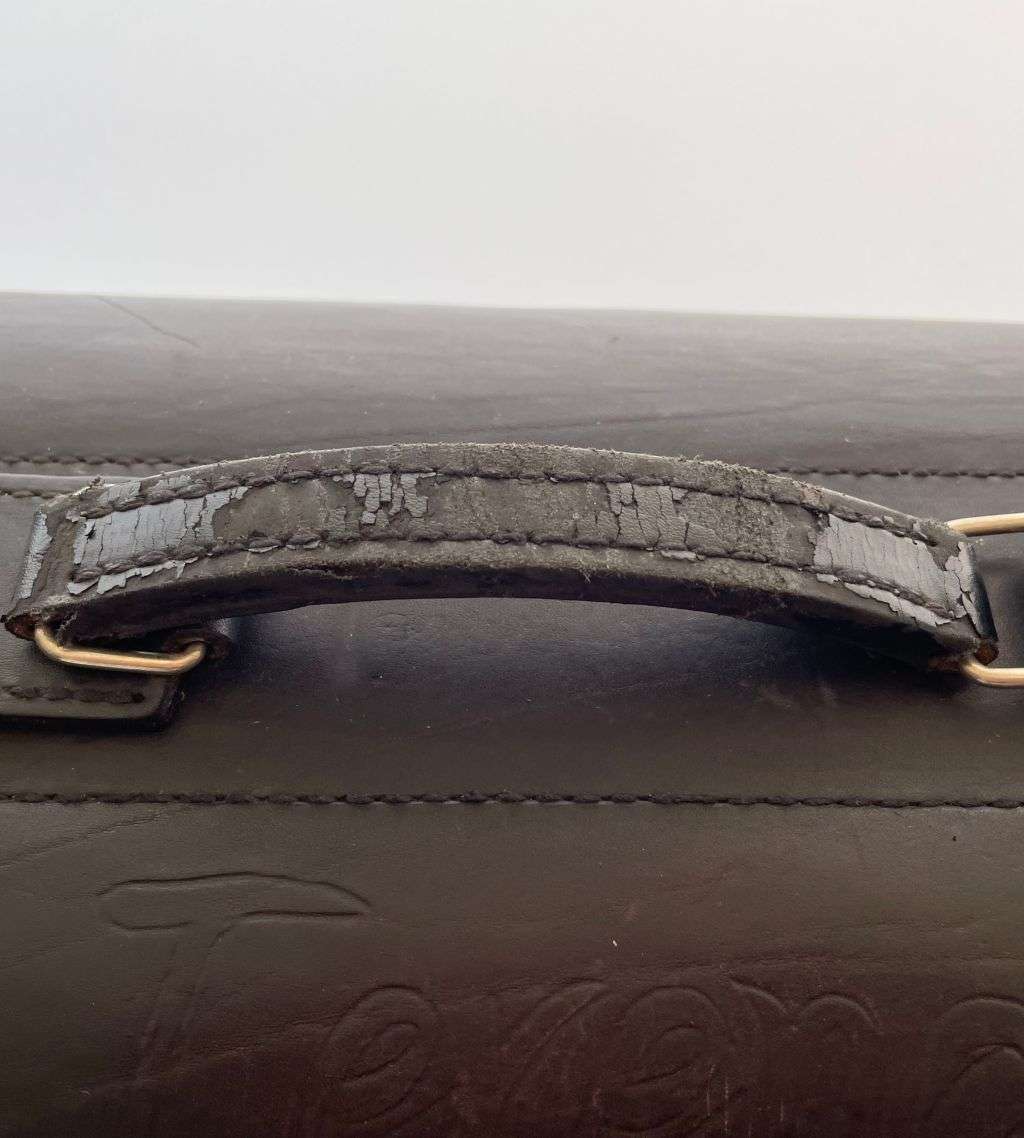 Reduced ! Vintage Genuine leather SA Rugby Bag with Terence Name, Springbok, and Protea Marks