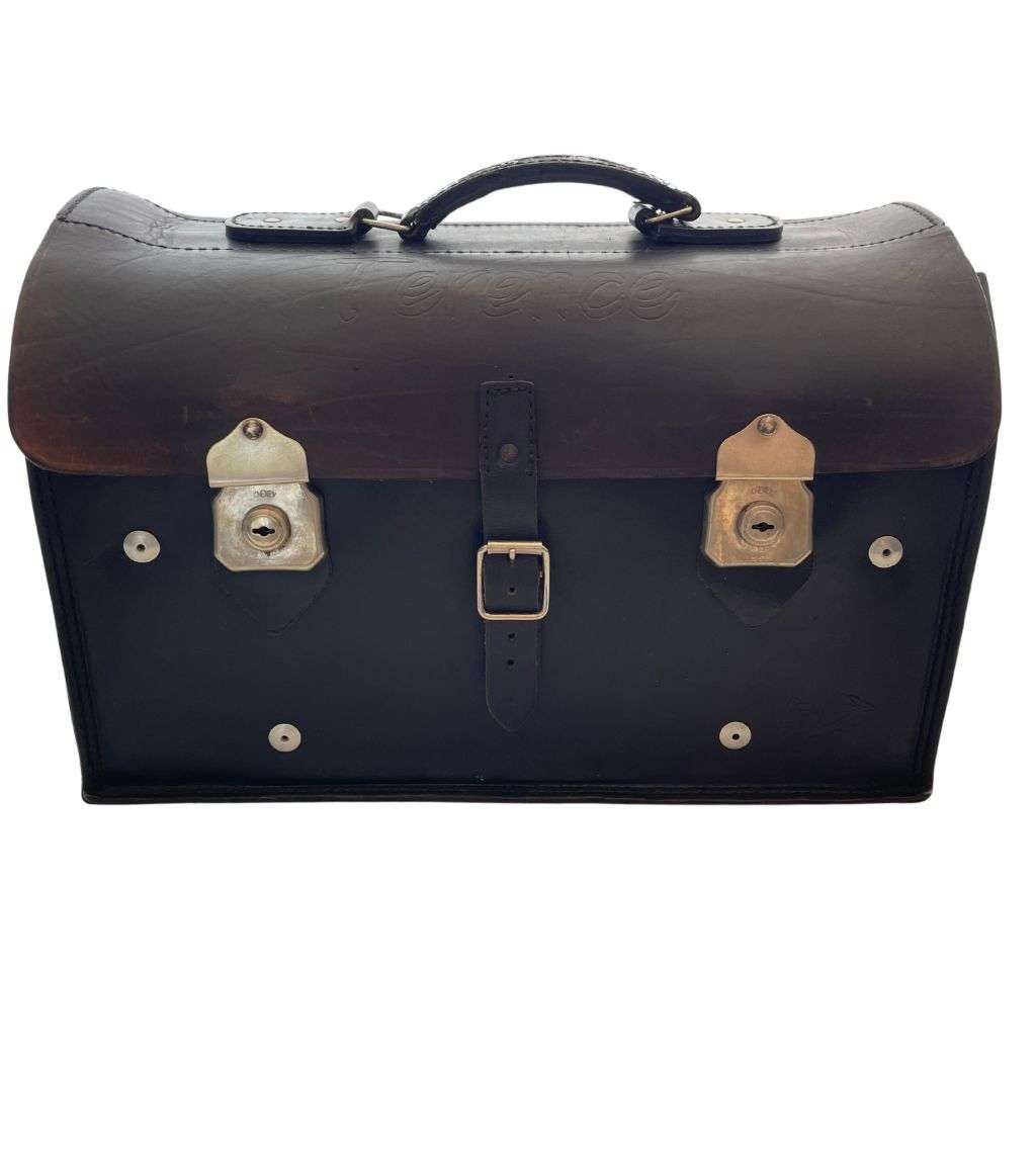 Reduced ! Vintage Genuine leather SA Rugby Bag with Terence Name, Springbok, and Protea Marks